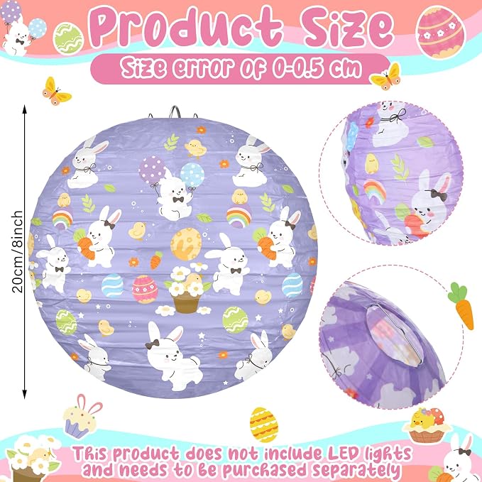 Panelee 12 Pcs Easter Paper Hanging Lanterns Party Decorations 8 Inch Pastel - Image 2