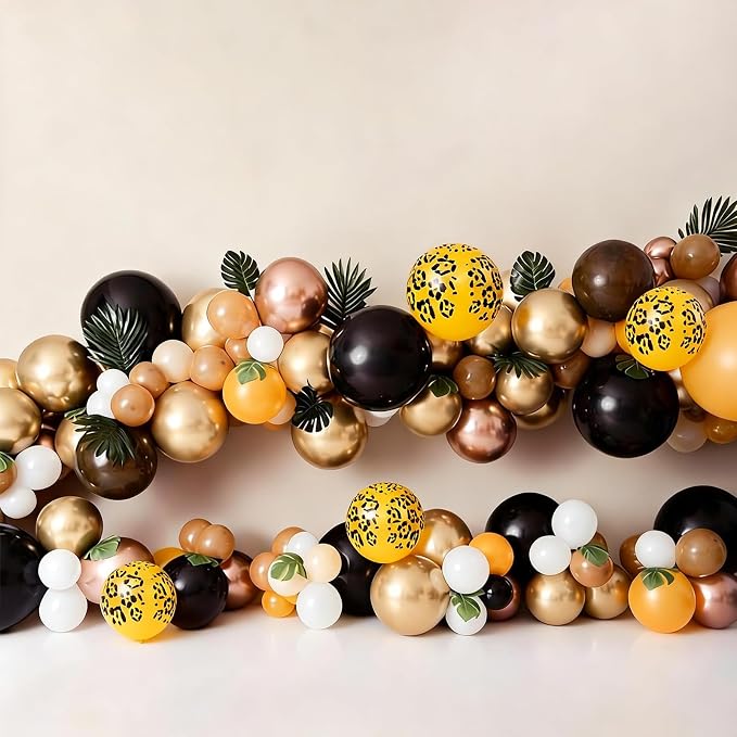 Cheetah Print Balloon, 12 Inch Black Brown and Leopard Gold Confetti Balloon - Image 4