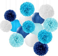 Blue-White Birthday Party-Decorations Paper-Flowers Lanterns by Hugfond