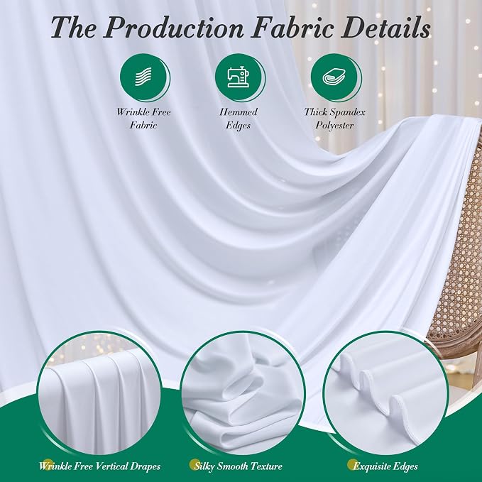 20 ft x 10 ft Wrinkle Free White Backdrop Curtain - Image 4