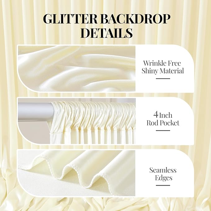 30x10ft Champagne Glitter Backdrop Curtain - Image 5