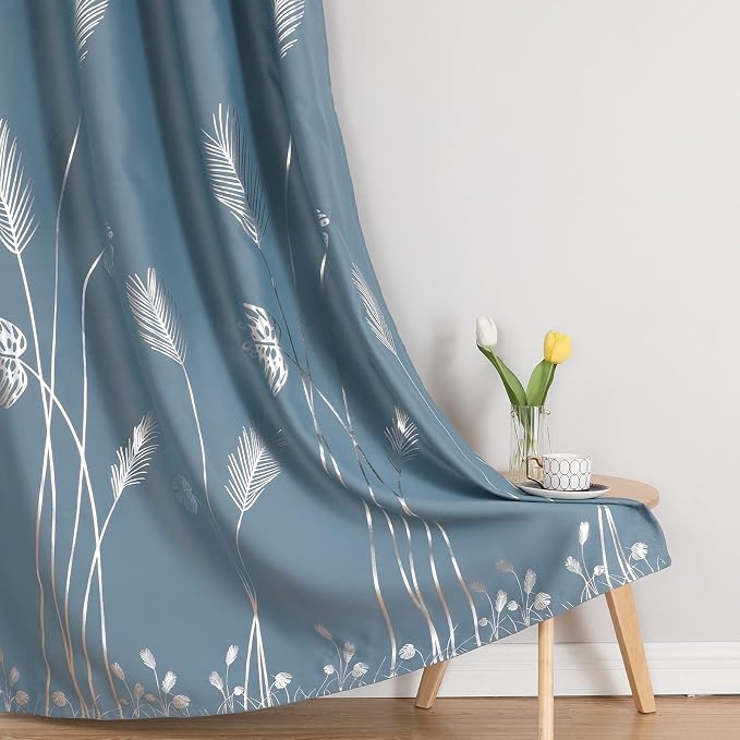 Stone Blue Blackout Curtains & Drapes 102 Inch Length 2 Panels Set - Image 7