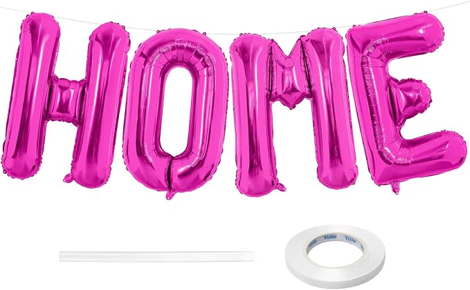 Hot Pink HOME Balloons, 40 Inch HOME Letter Balloons Home Balloon Banner by BBPOOL