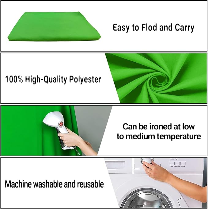 Green Screen Backdrop for Photoshoot, Fabric 10x10ft | Polyester Studio Photo - Image 7