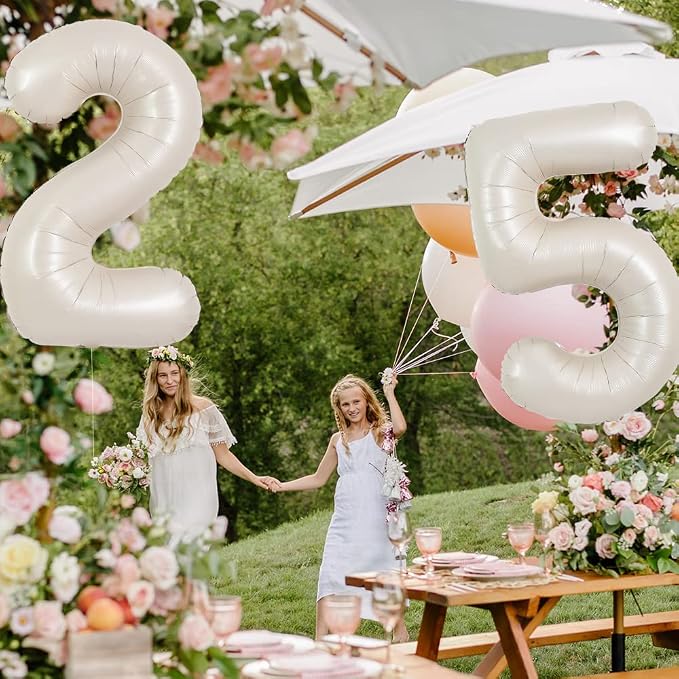 TONIFUL 40 Inch Cream White Large Numbers Balloon 0-9 Birthday Party Decorations - Image 3