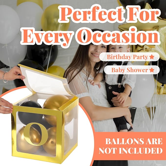 Qeeenar 3 Pcs One Balloon Box Decorations First Birthday Decorations - Image 4