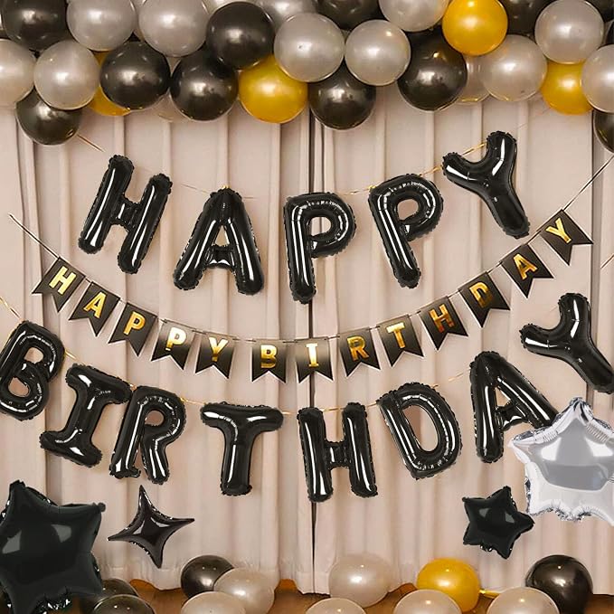 CANREVEL Happy Birthday Banner Decorations + 12Pcs Star Balloons, - Image 3