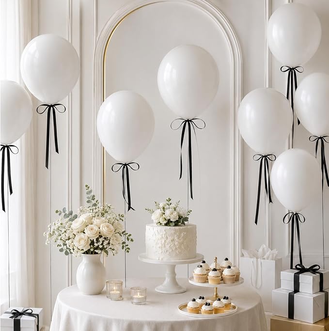30 Pcs 18in White Black Latex Balloons - Image 2