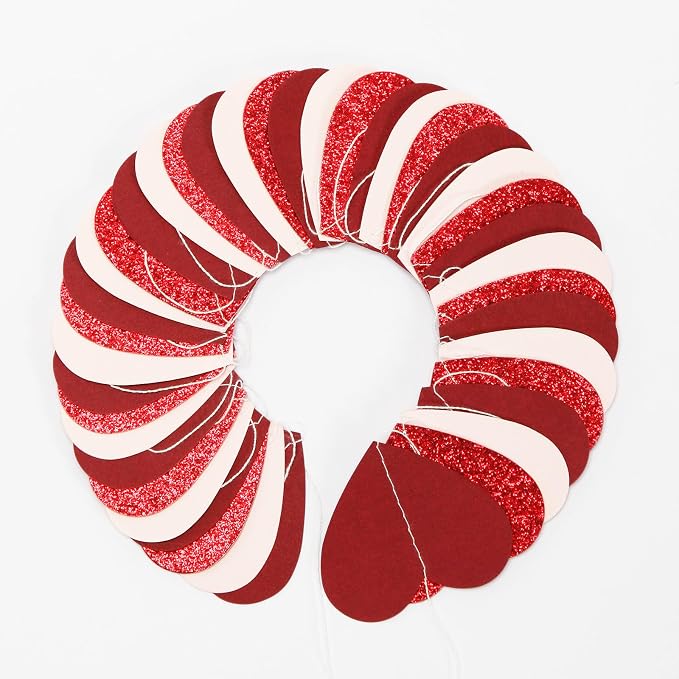 Valentines Day Party Decorations Pink-Red Heart-Garland - 52ft Burgundy - Image 3