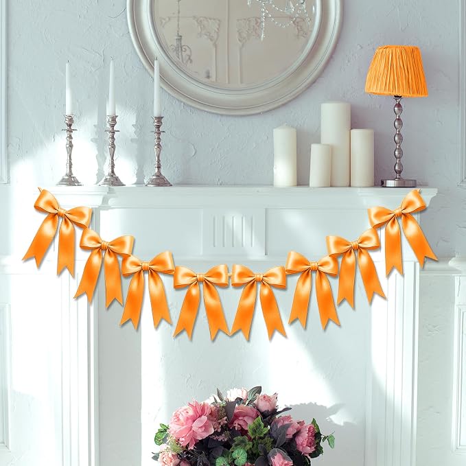 2 Strings of 16PCS Golden Yellow Bow Garlands Banner Decoration, Pre-Strung - Image 7