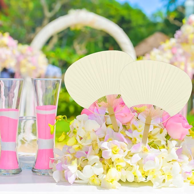Geelin 50 Pcs Wedding Hand Fans - Image 6