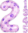 40 Inch Pink Dog Paw Balloons, Numeral 2 Birthday Balloons by AXBMM