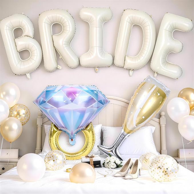 40inch Cream Bride Balloons Bachelorette, Bride To Be Bridal Shower Balloon by Togvu
