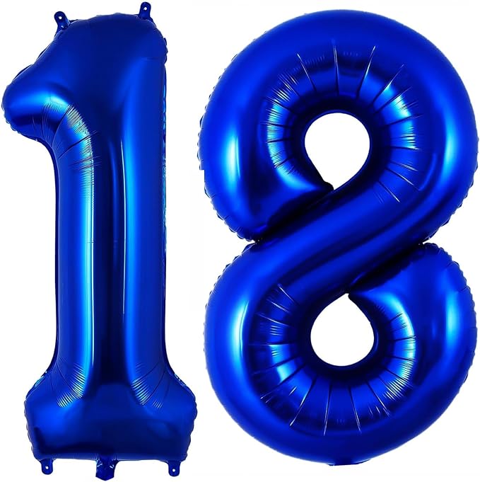 Navy Blue 18 Balloon Number, 40 Inch Number 18 Balloon Big Dark Blue Foil Mylar by BBPOOL
