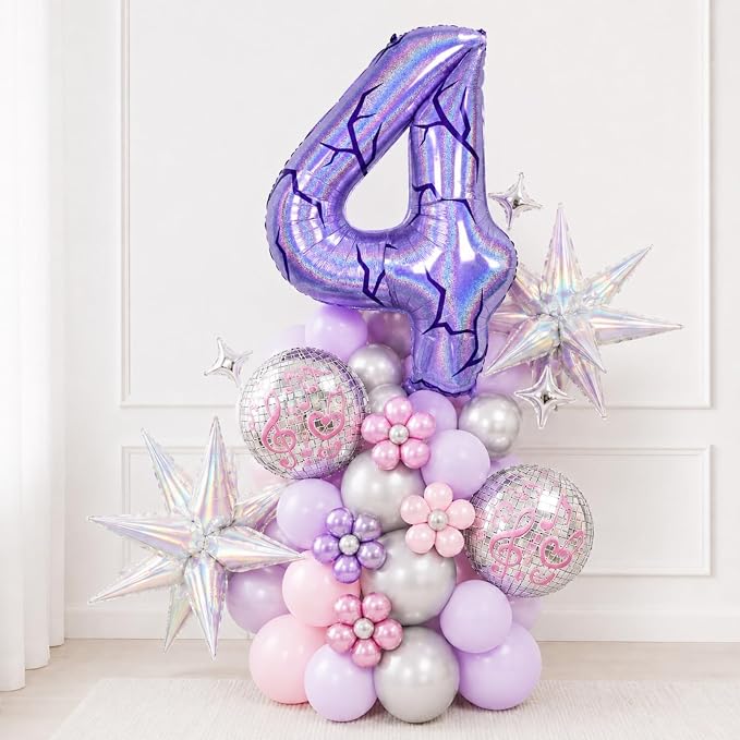 40 Inch Purple Kpop Number 4 Balloon - Image 3