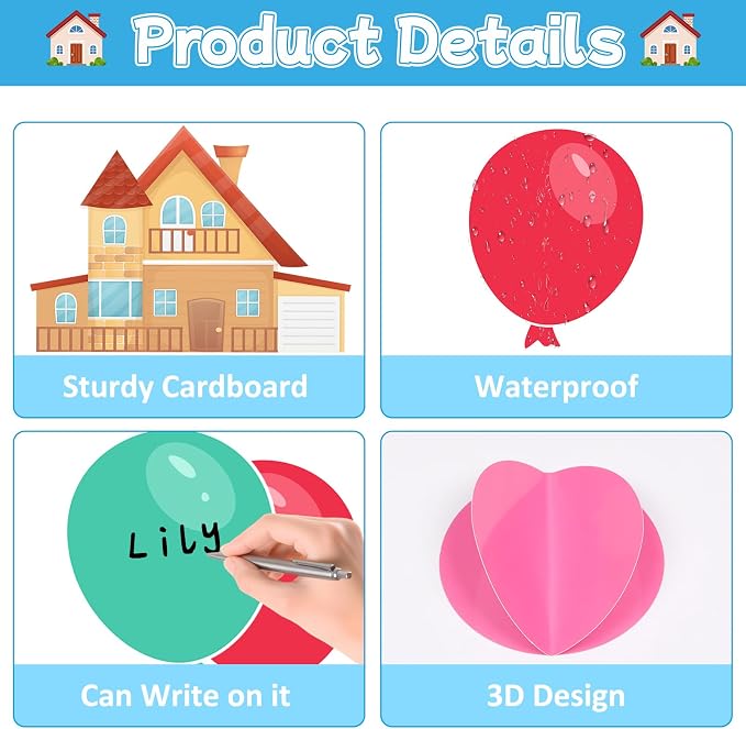 123Pcs Colorful Balloons Bulletin Board Set Mix Adventure Balloon Cloud Cutout - Image 3