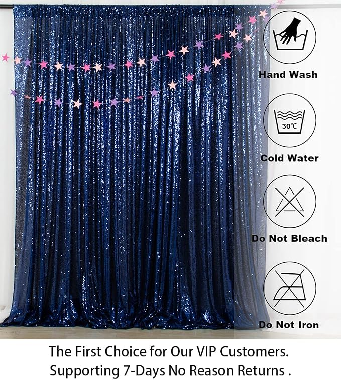 ShinyBeauty Sequin Fabric Backdrop 8ftx10ft Navy Blue Sparkle Glitter - Image 5