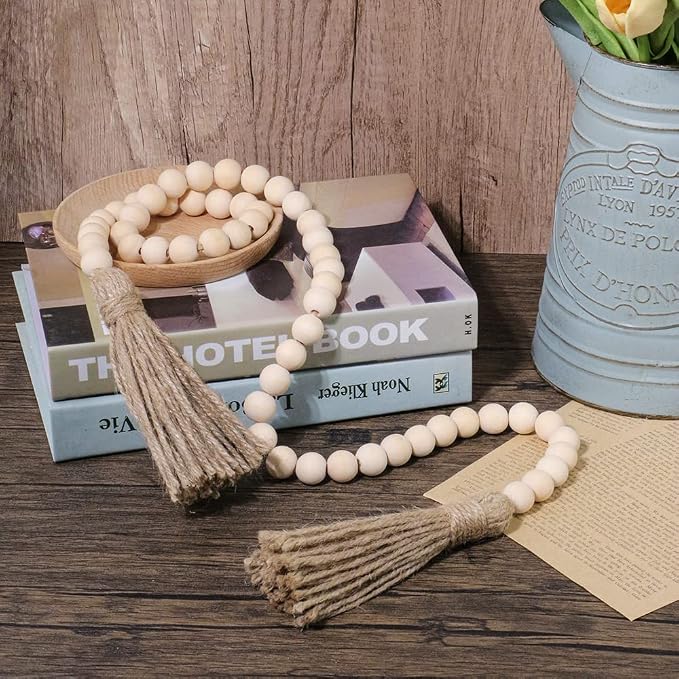 Sivya 58in Farmhouse Beads Wood Bead Garland - Image 2