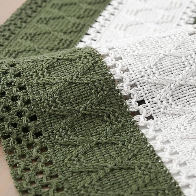 Artoid Mode Army Green Farmhouse Woven Table Runner 12x48 Inch | Seasonal - Image 6