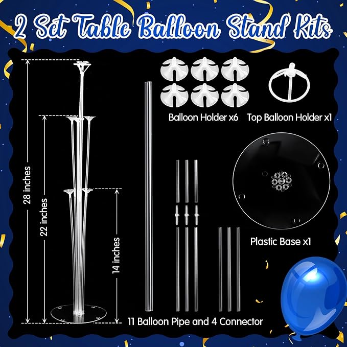 Kasyat 2 Set Blue and Black 2026 Graduation Table Centerpiece Balloon Stand Kit - Image 3