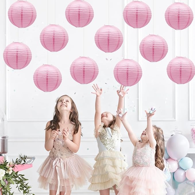 Pink Paper Lanterns Hanging Chinese Round Lanterns - Image 6