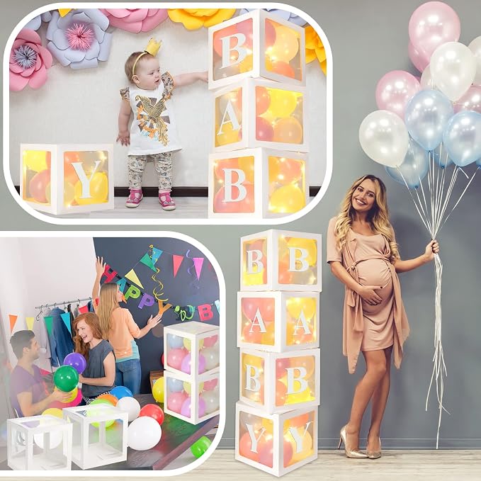 Sratte Balloon Box with Letters and Numbers Clear Blocks Boxes with LED Lights - Image 5