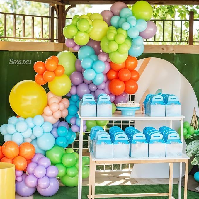 Colorful Balloon Arch Kit, Matte Teal Yellow White Light Green Balloons - Image 5
