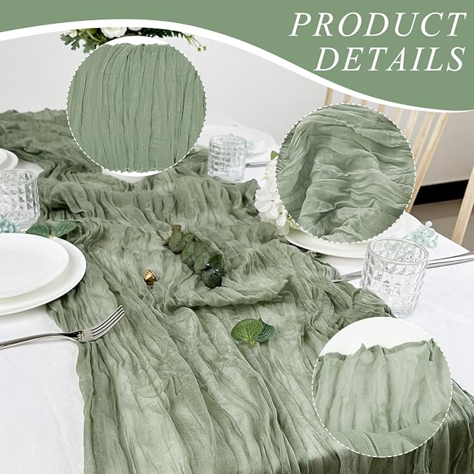 1 Pack Cheesecloth Table Runner 10Ft Christmas Gauze Boho Table Runners - Image 3
