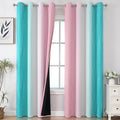 Pink and Teal Blackout Curtains 102 Inch Length 2 Panels Set, Thermal Insulated by ESTELARTEXTILER