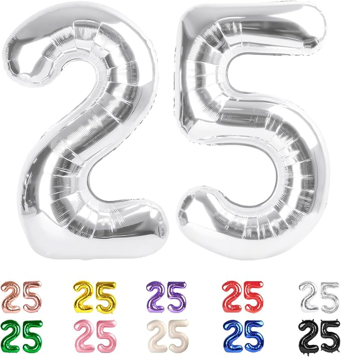 25 Balloon Numbers 40Inch for 25th Year Old Birthday Decorations, Inflation by Mluchee