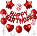 27 Pcs Red Birthday Decorations, 3D Foil Red Happy Birthday Balloon Banner by WEIKA