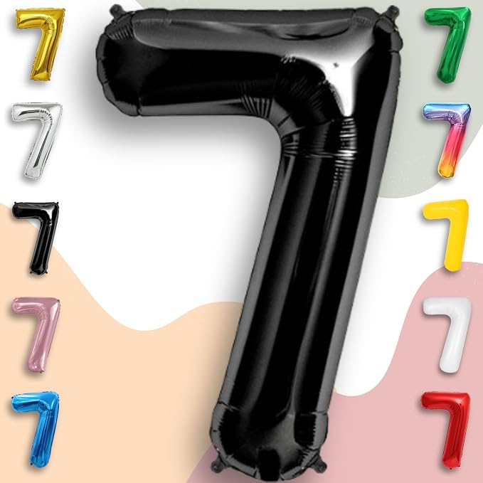 Black Number Balloon 7 Mylar Foil Balloons 16 inch Small - Image 4