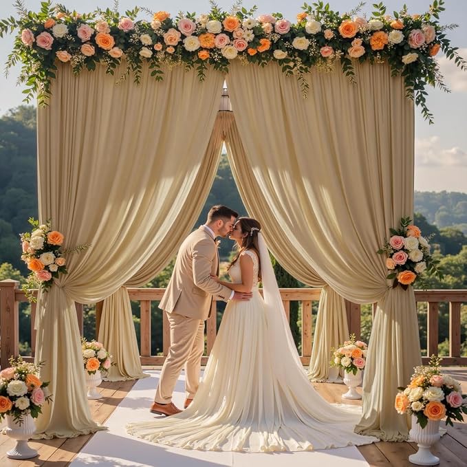 30ft×12ft Wrinkle Free Champagne Backdrop Curtain - Image 2