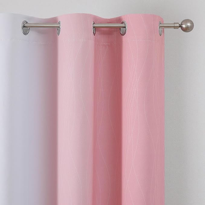 Pink and Greyish White Ombre Blackout Curtains 72 Inch Long - Image 4