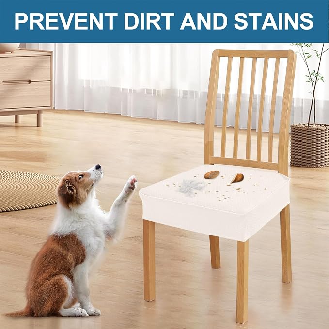 Smiry Waterproof Seat Covers for Dining Room Chairs, No Rear Covers | Stretch - Image 6