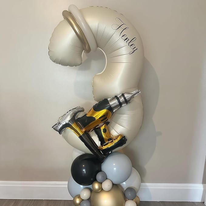 Cream Number 4 Balloons, 40 Inch 4 Balloons Giant Helium Foil Mylar Beige 4 - Image 3