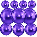 10Pcs Purple Round Foil Balloons, Metallic Purple Foil Baloon by FunHot