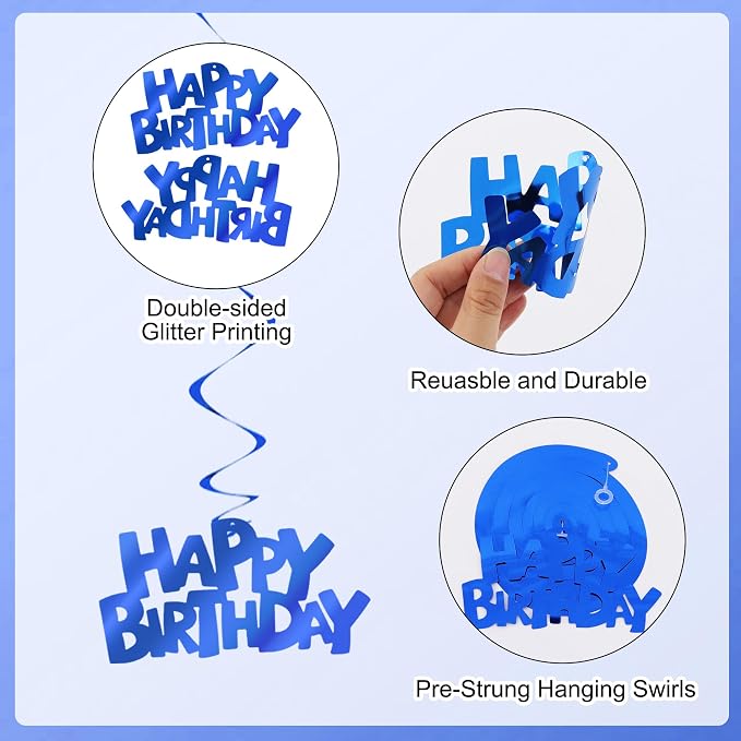 BEISHIDA 12 Pcs Happy Birthday Hanging Swirl Decorations - Image 4