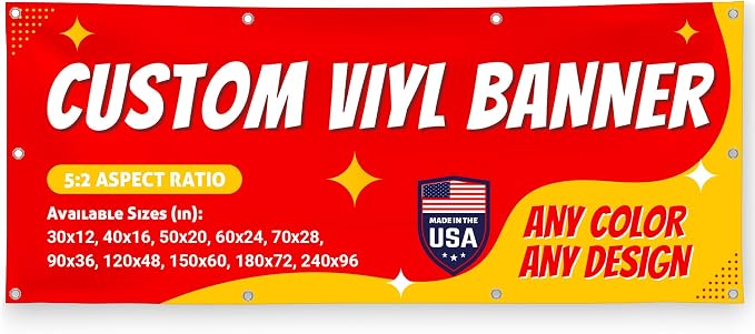 Custom Vinyl Banner with 150+ Sizes – Personalized Outdoor or Indoor Sign – Any by Unknown