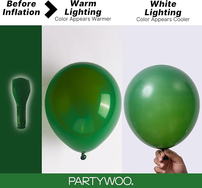 PartyWoo Dark Green Balloons 123pcs Emerald Hunter Forest Green Color | - Image 3
