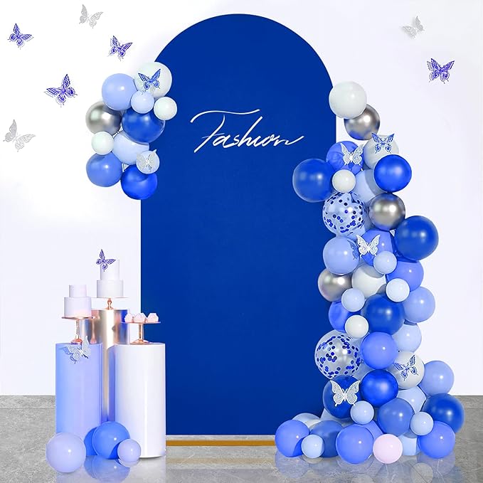 SoarDream Arch Backdrop Cover Navy Blue Spandex Fitted 5FT Wedding Arch Covers Balloon Round Top Chiara Arch Backdrop Fabric for Bridal Shower Wedding Birthday Party Stage Decoations