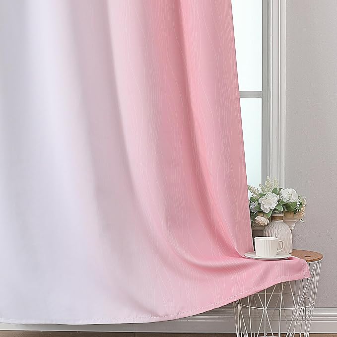 Pink and Greyish White Ombre Blackout Curtains 54 Inch Long - Image 6