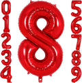Red Number 8 Balloon 40 Inch, Big Large Foil Helium Number Balloons, Jumbo by AIQINHU