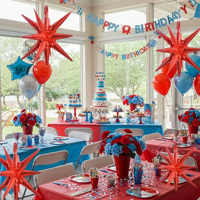 TONIFUL 4 Pcs Explosion Star Balloons Red Foil Balloon Party Decorations | - Image 5