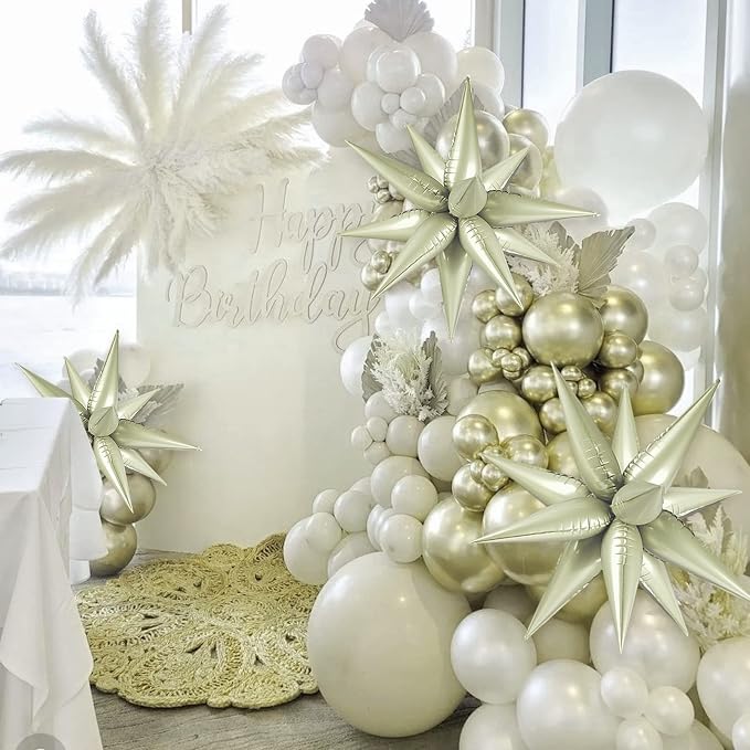 60 PCS Cream Star Balloons, 12 Point Spike Explosion Star Foil Balloons - Image 6