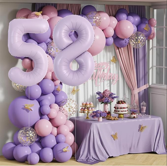 TONIFUL 40 Inch Pastel Purple Number 5 Balloon – Big Lilac Mylar Foil Number - Image 4
