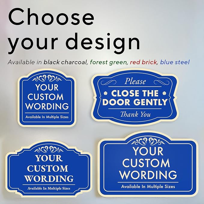 Custom Decorative Outdoor Metal Sign, Personalized Aluminum Driveway Sign - Waterproof, Made In USA - Design 3 Blue Steel 36x24 In
