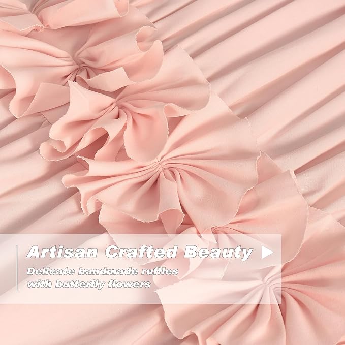 Luxurious Peach Pink Blackout Curtains 42"W x 63"L | 3 Rows of Handmade - Image 2
