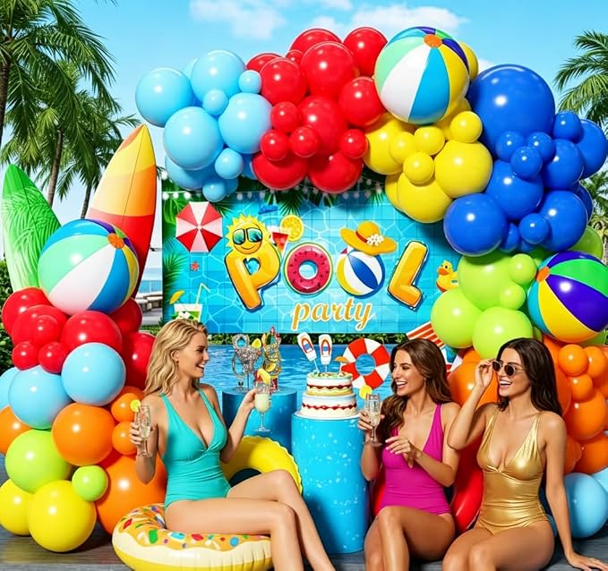 Pool Party Decorations Birthday Supplies 153Pcs, Summer Pool Party Balloon - Image 6
