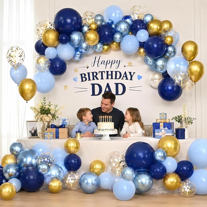 Blue Gold Balloons Garland Arch Kit, Macaron Blue Gold Confetti Balloon - Image 7
